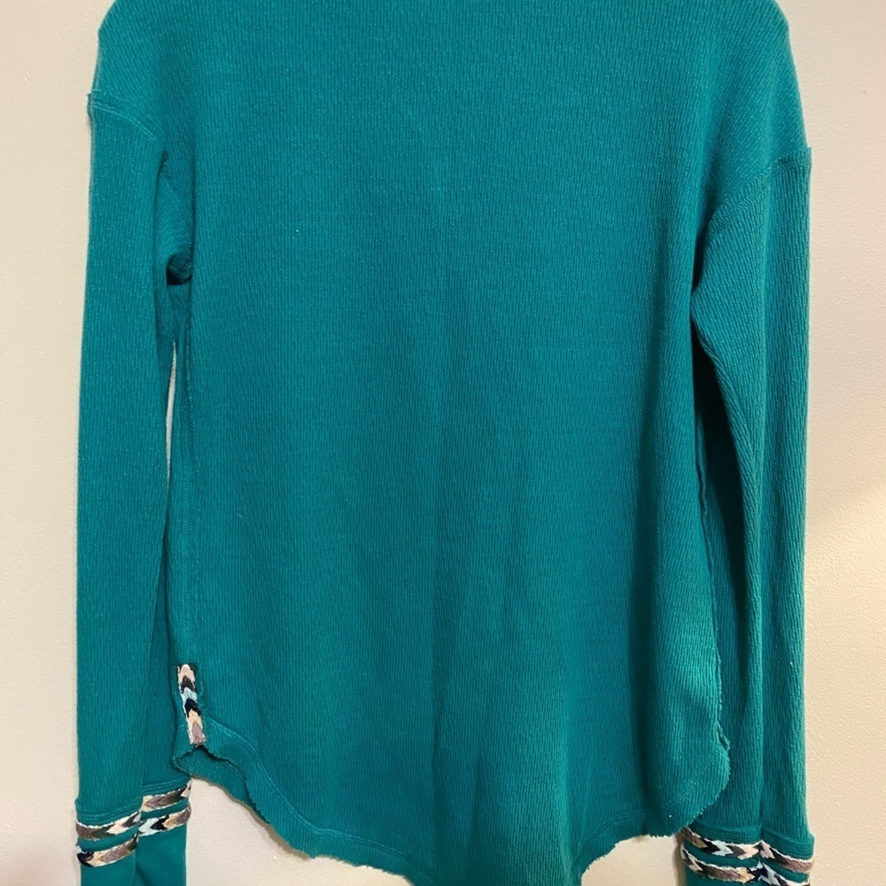 Free People|| Rainbow Thermal Long Sleeve W/ Embroidery. Worn Once, Gre… - Picture 9 of 11